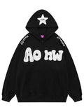 Amozae-Oversize Hoodie mit Y2K Flockdruck- Streetwear y2k outfits Fall Outfits Christmas Thanksgiving Gift New Year's Eve