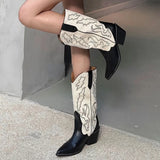 Amozae-Designer Autumn Gladiator Woman Knee High Boots Fashion Embroidery Thick High Heel Shoes Ladies Outdoor Long Booties-Platform boots