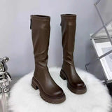 Amozae-Vintage Women Knee High Boots Fashion Platform Thick Heel Shoes Autumn Winter Ladies Knight Long Botas De Mujer-Platform boots