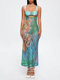 Amozae-nye outfits back to school dress  Cut-Out Lace Spaghetti Ombre Maxi Dress