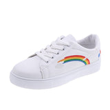 Amozae-Back To School Gifts Rainbow white shoes