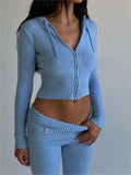 Amozae-Strick-Zweiteiler mit Reißverschluss- Streetwear y2k outfits Fall Outfits Christmas Thanksgiving Gift New Year's Eve