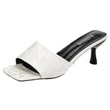 Amozae-Shoes Ladies' Slippers Low Slipers Women Thin Heels Luxury Slides Square Toe Heeled Mules Butterfly-Knot 2025 Designer Summer