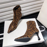 Amozae-Leopard Print Women Ankle Boots Fashion Elegant Dancing Party Prom Shoes High Heel Women's Modern Short Booties-Platform boots