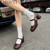 Amozae-2024 New Mary Jane Shoes Women's Shoes Women Thick Heels Buckle Lolita Shoes School Uniform Student Girls Leather Shoes-Platform boots