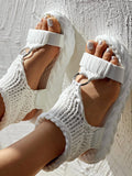 Amozae-Braided Knit O-Ring Platform Sandals