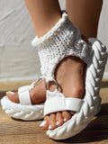 Amozae-Braided Knit O-Ring Platform Sandals