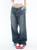 Amozae-Blue denim baggy boyfriend jeans- Streetwear y2k outfits Fall Outfits Christmas Thanksgiving Gift New Year's Eve