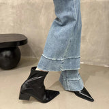 Amozae-Street Style Pointed Toe Women Ankle Boots Fashion Elegant Low Heel Modern Short Booties Spring Autumn Wedding Party Shoes-Platform boots