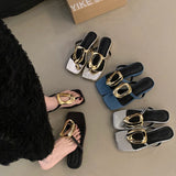 Amozae-2024 New Brand Summer Women Silver Slippers Fashion Elegant Metal Decoration Slides Shoes Ladies Outdoor Thick Heel Sandalias-Platform boots