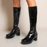 Amozae-back to school outfits 80's Disco Vinyl Boots