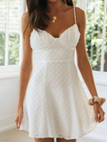 Amozae-birthday dress pretty outfits New Holiday Solid White Mini Strapless Dress Summer Women Sleeveless Cotton Dot Dress