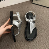 Amozae-Summer Rome Women Sandals Fashion Elegant Clip Toe Narrow Band Shoes Outdoor Casual Gladiator Flats Lady Sandalias-Platform boots