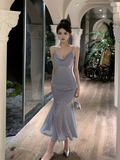 Amozae-dress to impress party dress nye outfits Charming Blue Straps Mermaid Dress Prom Dress YM1734