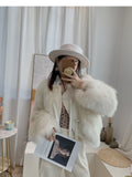 Amozae-Y2k Winter Clothes Women Outerwears Y2k Coat Bandage Imitation fox fur Harajuku Girl Jacket Korea Kpop Coats Aesthetic Short Top