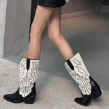 Amozae-Designer Autumn Gladiator Woman Knee High Boots Fashion Embroidery Thick High Heel Shoes Ladies Outdoor Long Booties-Platform boots