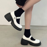 Amozae-Platform Mary Jane Shoes 2024 New Women's Shoes Women Thick Heels Trendy Street Lolita Shoes Round Toe Ankle Strap  Pumps-Platform boots