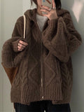 Amozae-Fall Outfits -Oversize hooded cardigan- Streetwear y2k outfits Fall Outfits Christmas Thanksgiving Gift New Year's Eve