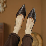 Amozae-2023 Women New Fashion Spring Autumn Low Thin Heels Shoes Office Ladies Pointed Toe Shallow Elegant Genuine Leather Party Pumps