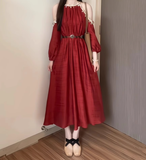 Amozae-dress to impress party dress nye outfits Red Off-the-shoulder Dress Bohemian Holiday Maxi Dress YM1764