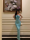Amozae-dress to impress party dress nye outfits Chic Sheath Halter Blue Prom Dress Party Dress YM1708