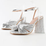 Amozae-Bow Knot Chunky Heel Sandals