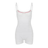 Amozae-Bodysuit Y2k Summer Sexy Clothing White Sling Bow Slim Backless 2000s Aesthetic Bodys Women Kawaii Playsuit Harajuku Jumpsuits