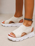 Amozae-Knit Cutout Platform Sandals