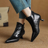 Amozae-2025 Spring Vintage Pointed Toe Women Ankle Boots Fashion Thick Heel Shoes Concise Short Botas De Mujer-Platform boots