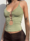 Amozae-Crop cami top with O-ring neckline- Streetwear y2k outfits Fall Outfits Christmas Thanksgiving Gift New Year's Eve