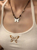 Amozae-Vintage Beaded Stone Butterfly Necklace/Vintage Beaded Stone Butterfly Necklace- Streetwear y2k outfits Fall Outfits Christmas Thanksgiving Gift New Year's Eve