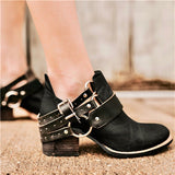 Amozae Cyberpunk-Style Buckle Ankle Boots