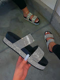 Amozae-Rhinestone Double Strap Sandals