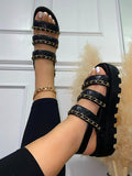 Amozae-Chain Adjusting Buckle Thick Sole Sandals