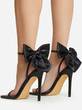 Amozae-Fairytale Ankle Strap Bow Decor Heel