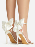 Amozae-Fairytale Ankle Strap Bow Decor Heel