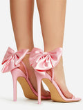 Amozae-Fairytale Ankle Strap Bow Decor Heel