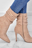 Amozae-Suede Pointed Toe Stiletto Mid-Calf Boots