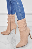 Amozae-Suede Pointed Toe Stiletto Mid-Calf Boots