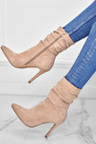 Amozae-Suede Pointed Toe Stiletto Mid-Calf Boots