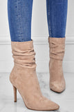 Amozae-Suede Pointed Toe Stiletto Mid-Calf Boots