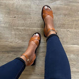 Amozae Cross Strap Classic Leather Sandals