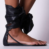 Amozae Women Gladiator Thong Summer Ankle Wrap Flat Sandals