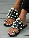 Amozae-Pearl Decor Flat Casual Sandals