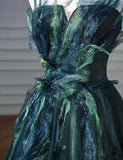 Amozae-Cyber Monday Christmas party outfits Elegant A line Dark Green Tulle Long Prom Dress B498