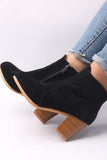 Amozae-Frosted Round Toe Chunky Heel Ankle Boots