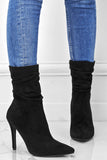 Amozae-Suede Pointed Toe Stiletto Mid-Calf Boots