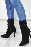 Amozae-Suede Pointed Toe Stiletto Mid-Calf Boots