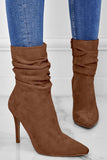 Amozae-Suede Pointed Toe Stiletto Mid-Calf Boots