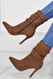 Amozae-Suede Pointed Toe Stiletto Mid-Calf Boots